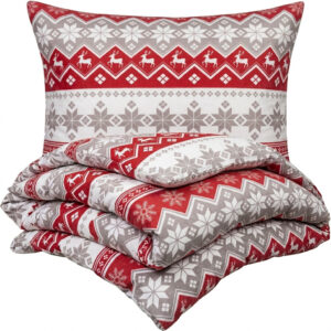 4Home Red nordic karácsonyi flanel ágyneműhuzat