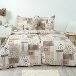 Stanex Patchwork krepp ágyneműhuzat bézs